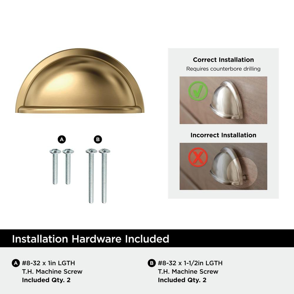 Elegant Brushed Bronze Cup Pull with Mounting Hardware