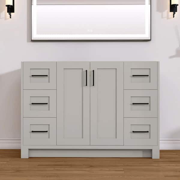 Getpro 48 in. W x 21.5 in. D x 33.5 in. H Bath Vanity Cabinet without Top Bathroom Vanity Cabinet in Light Gray Assembled