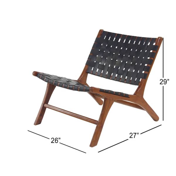 Black Woven Wood Accent Chair (Set of 2)