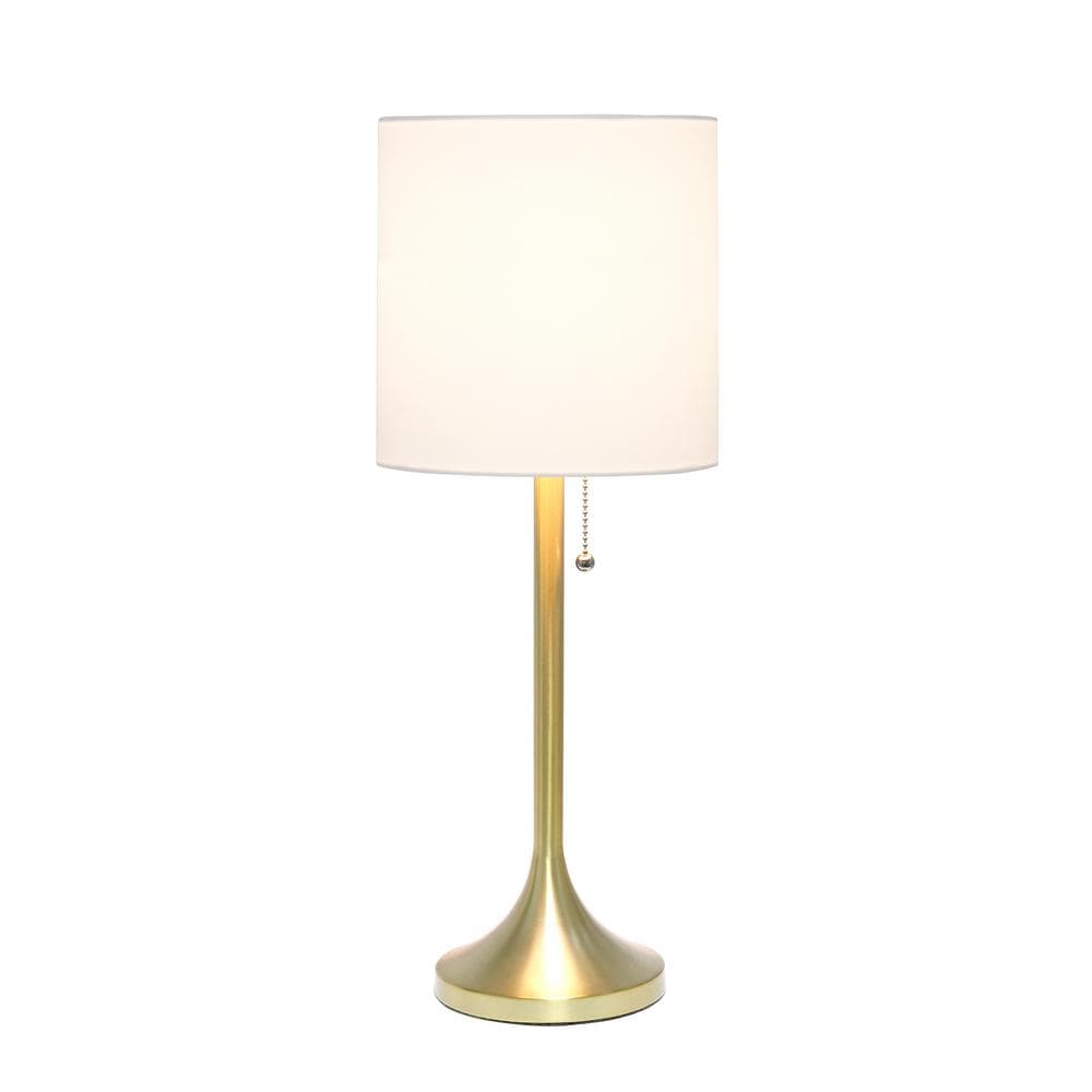 Elegant Gold Metal Base Table Lamp with White Fabric Drum Shade
