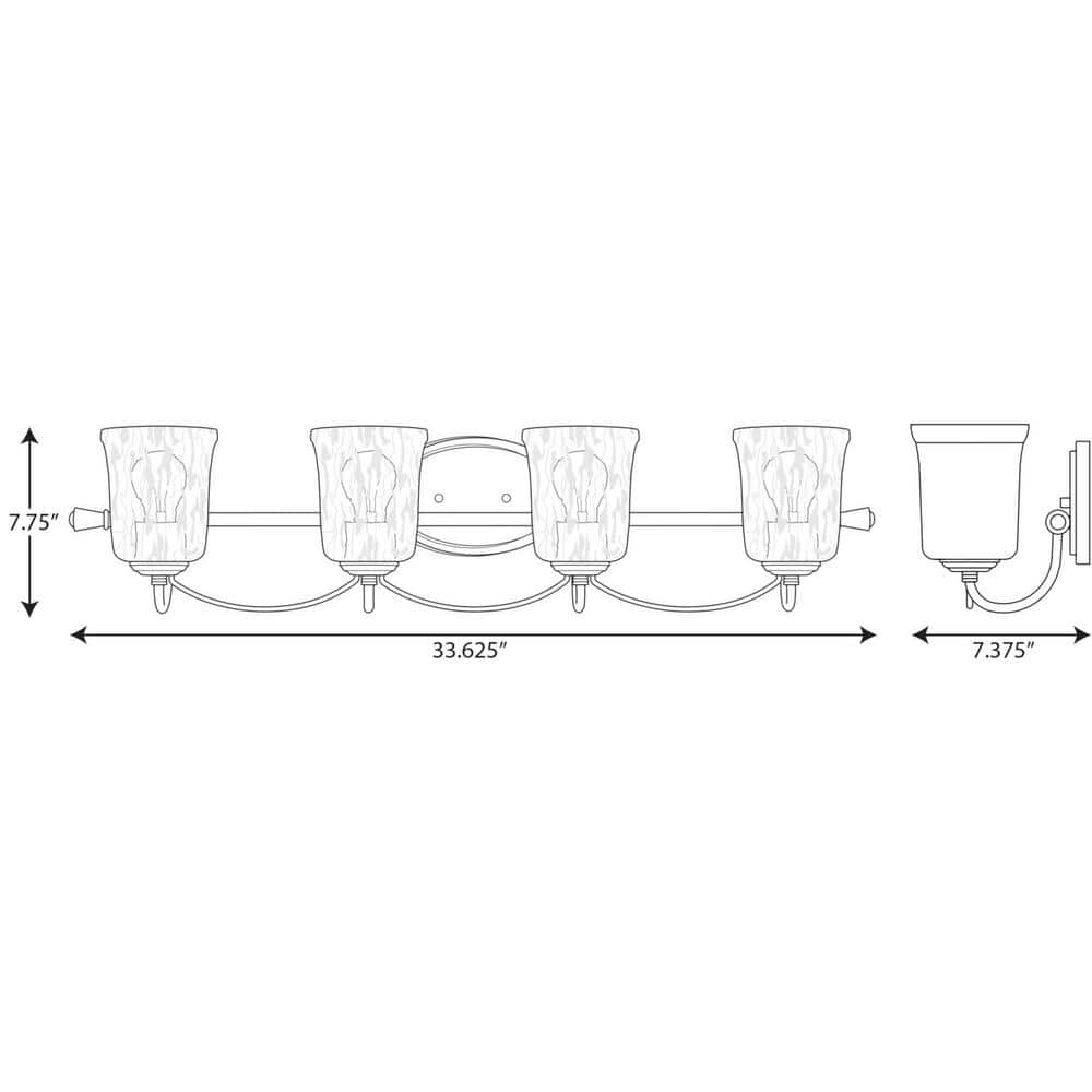 Bowman Cottage White 4-Light Vanity Fixture with Clear Glass Shades