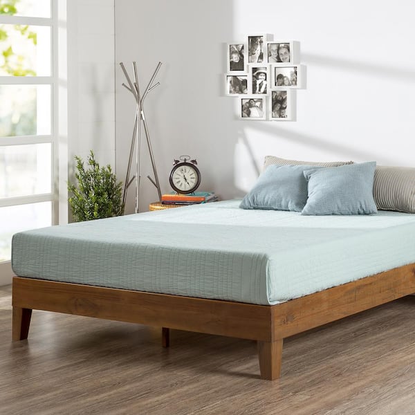 zinus wood platform bed queen