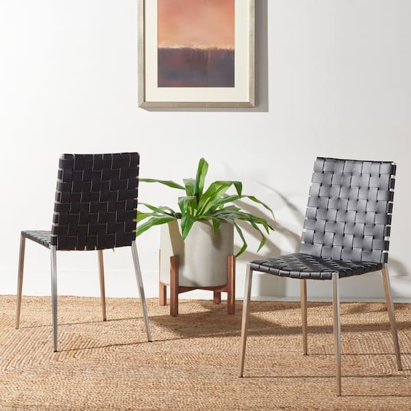 SAFAVIEH Rayne Black/Silver 18 in. Metal Dining Chair (Set of 2)