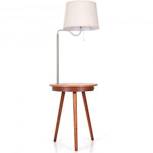 56 in. Coffee Color Skinny LED Table Lamp With Wireless Side Table Charger