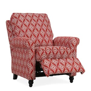 Cranberry Red Diamond Medallion Woven Fabric Push Back Recliner Chair