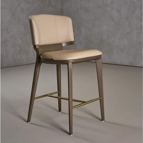 Calvary 26 in. Beige Solid Wood Counter Stool