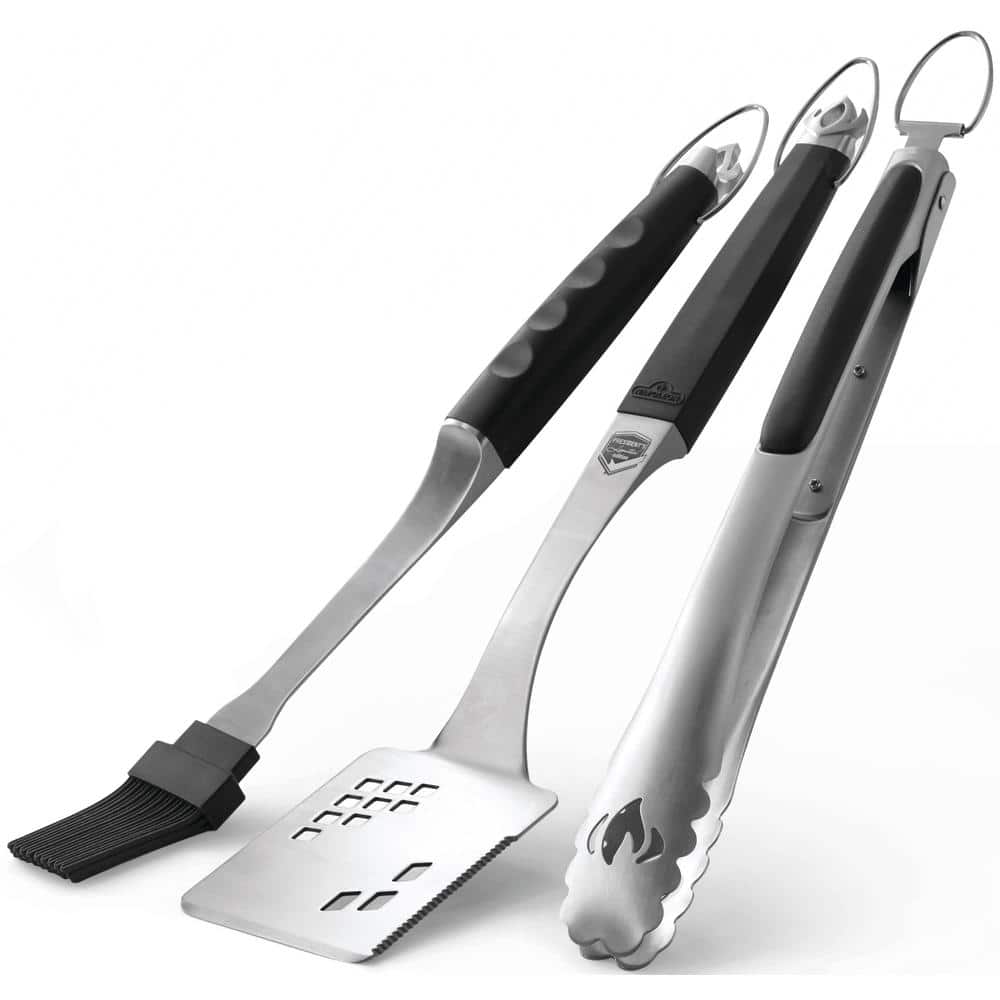 4pc BBQ Tool Utensil Set, Stainless Steel by Pure Grill - Silver
