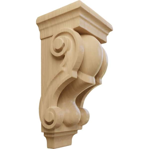 Ekena Millwork 3 in. x 3-1/2 in. x 7 in. Unfinished Wood Cherry Small Traditional Corbel