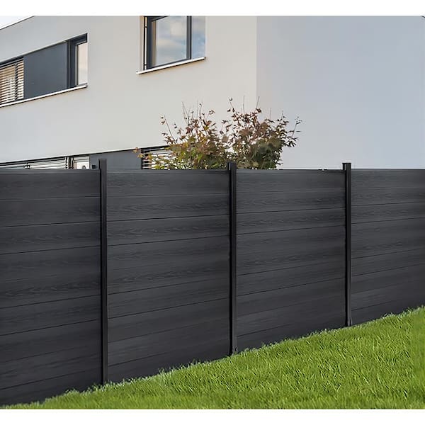 mondaria Outdoor 6 ft. H x 6 ft. W Black Composite Fence Panel with One Aluminum Post Garden Fence