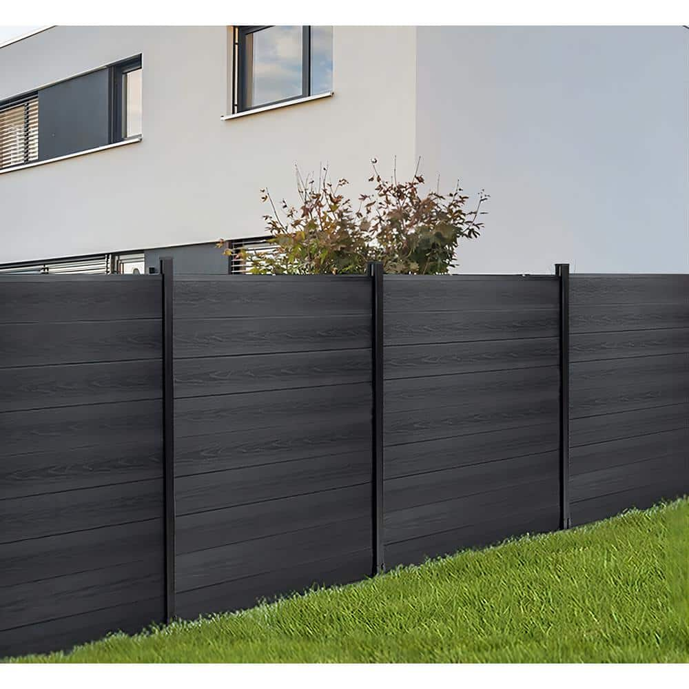 mondaria Outdoor 6 ft. H x 6 ft. W Black Composite Fence Panel with One ...