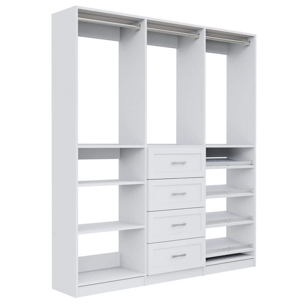 Alto Collection 57 in W White Wall Mounted Shaker Hang Shelves, 4-Drawer Hang, Hang Shoe Shelves Wood Closet System price history on PriceWatchPro