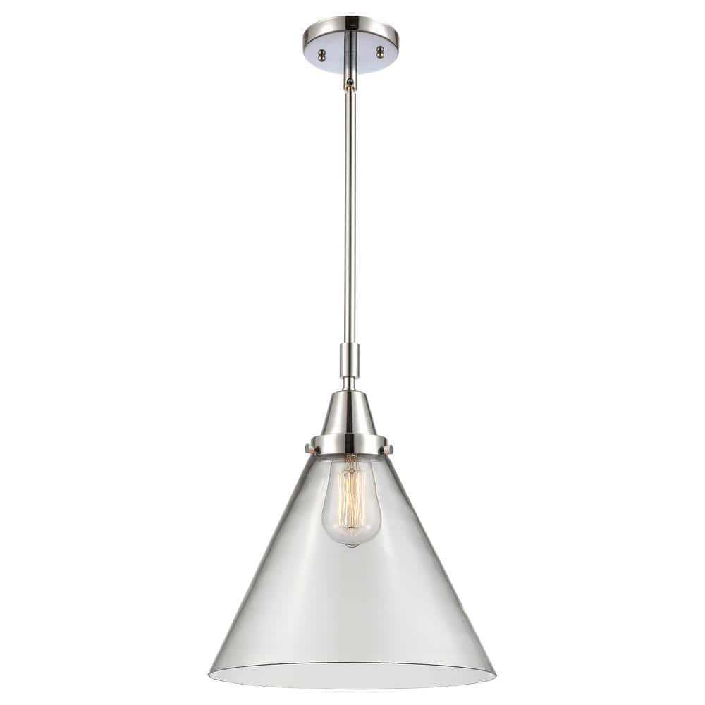Cone 100-Watt 1-Light Polished Chrome Standard Mini Pendant Light with Clear Glass Shade, No Bulbs Included price history on PriceWatchPro