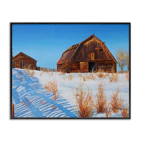 Stupell Industries Winter Country Barn by Andrew Kiss 1 Piece Framed Graphic Print Nature Poster Art Print 20 in. x 16 in.