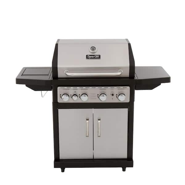 Dyna-Glo 4-Burner Propane Gas Grill in Stainless Steel with Side Burner