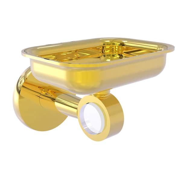Allied Brass Clearview Collection Wall Mounted Soap Dish Holder in Polished Brass