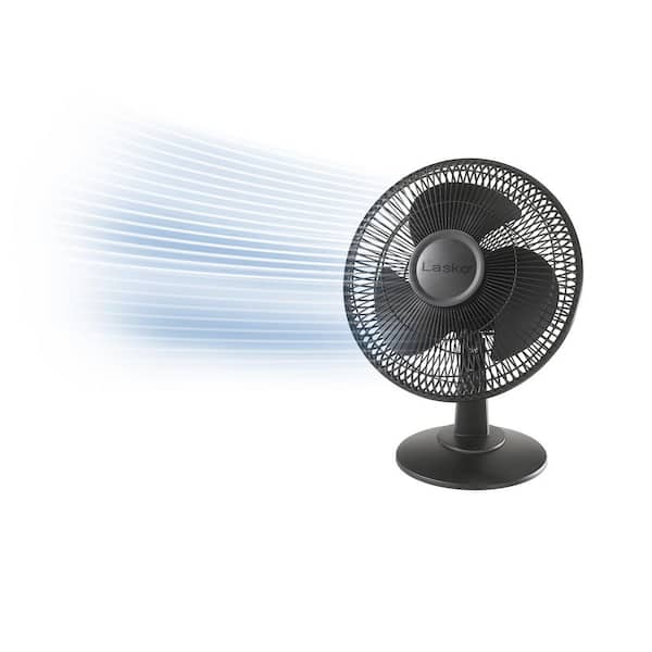 Lasko 12 in. 3 Speed Black Oscillating Personal Table Fan with Tilt-Back Feature