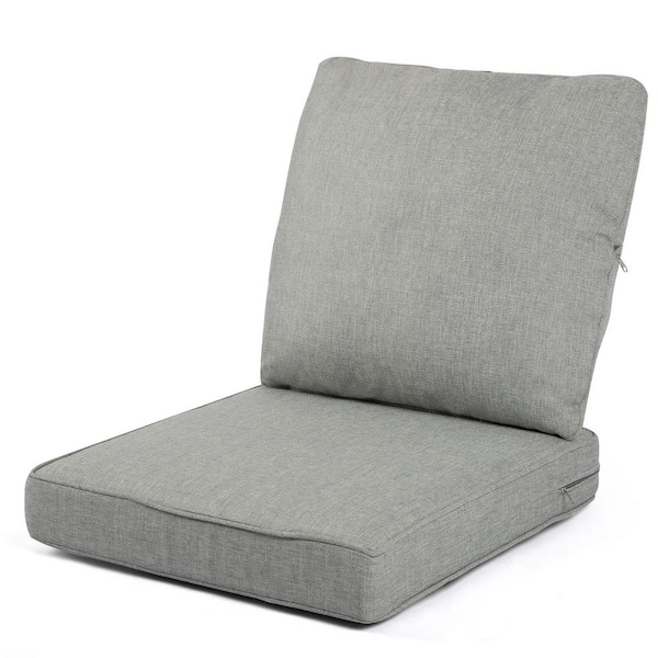 24 x 24 Outdoor Seat Cushion Waterproof and Fade Resistant Chair Cushions with Removable Cover in Light Grey