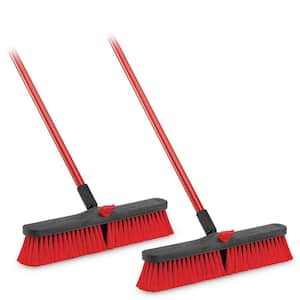 18 in. Multi-Surface Push Broom with Steel Handle (2-Pack)