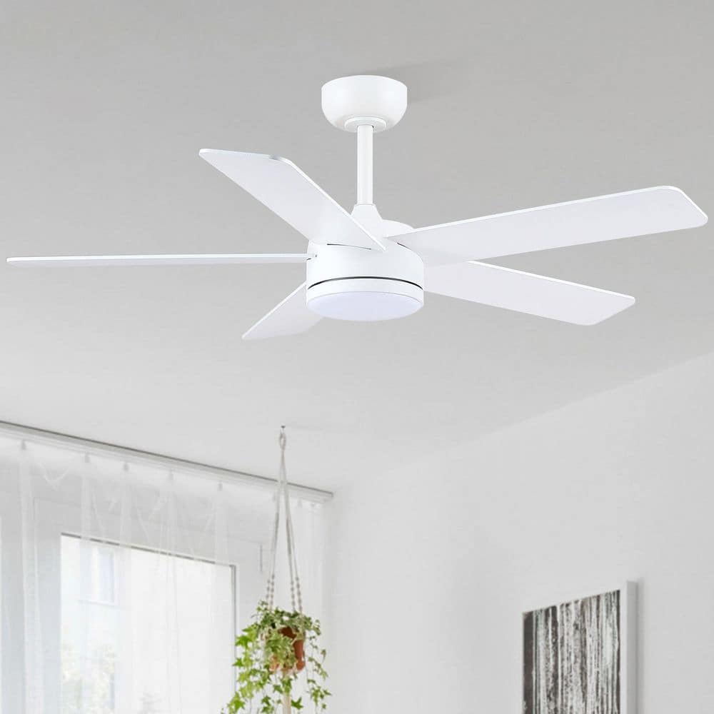 46 in. Indoor Modern Matte White Downrod Ceiling Fan with Led Light and Remote Included DC motor price history on PriceWatchPro