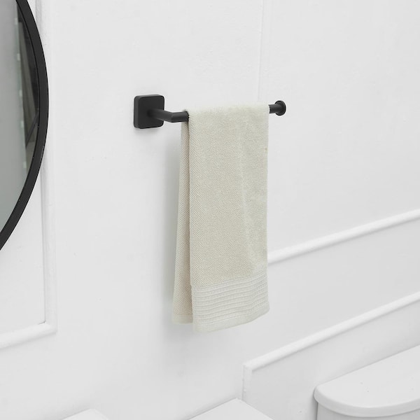 5-Piece Bath Hardware Set with Towel Bar Towel Hook Toilet Paper Holder in Matte Black