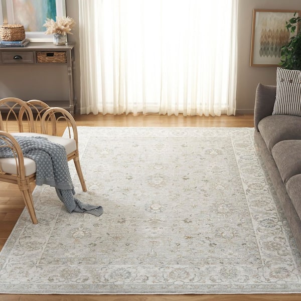 April 8 ft. x 10 ft. Ivory/Gray Oriental Floral Area Rug