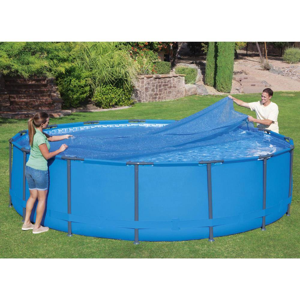 Flowclear 15 ft. x 15 ft. Round Blue Plastic Above Ground Solar Pool Cover
