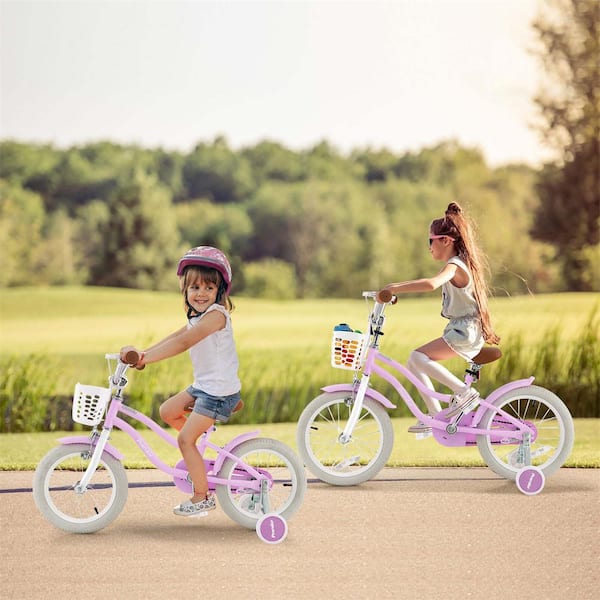 Orders 14 In. Bicycle Basket Training Wheels Purple Child's Cycle