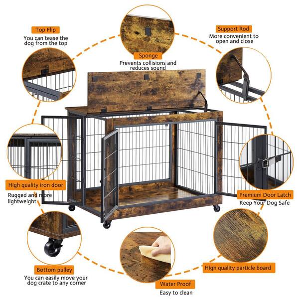 Miscool Cages for Dog Crate Furniture Dog Kennel Equipped Decorative Pet  Crate Dog House Side Tabel Small Size in Brown YCHD10DOG0688 - The Home  Depot