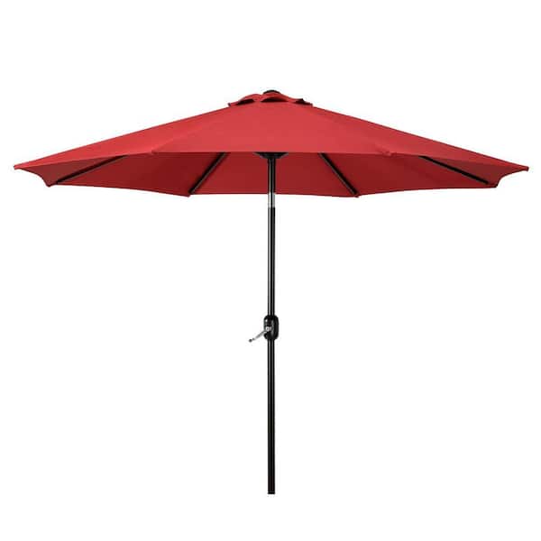 Tristen 9 ft. Outdoor Patio Crank and Tilt Market Table Umbrella in Red