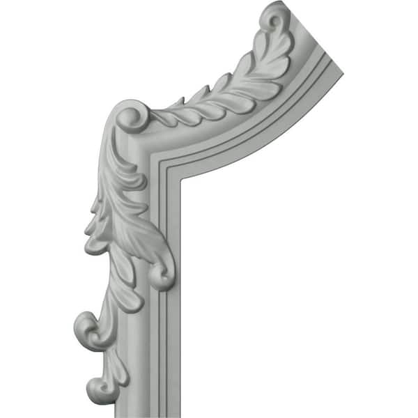 Ekena Millwork 7 in. x 3/4 in. x 11 in. Urethane Hillsborough Panel Moulding Corner, Left (Matches Moulding PML01X01HI)