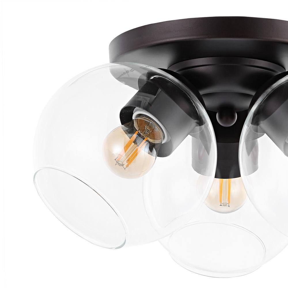 Farmhouse Rustic 11.5" LED Ceiling Light in Oil Rubbed Bronze with Clear Glass Globe