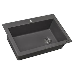 33 in. Urban Gray Single Bowl Drop-In Topmount Granite Composite Kitchen Sink