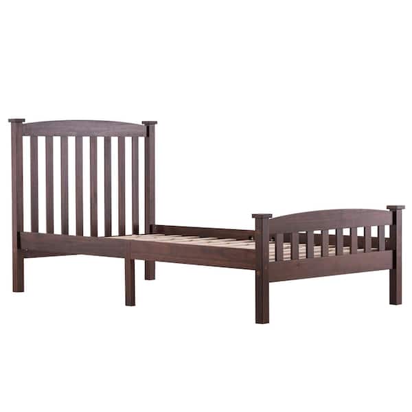 Winado Vertical Walnut Color Twin Strip Bed Frame