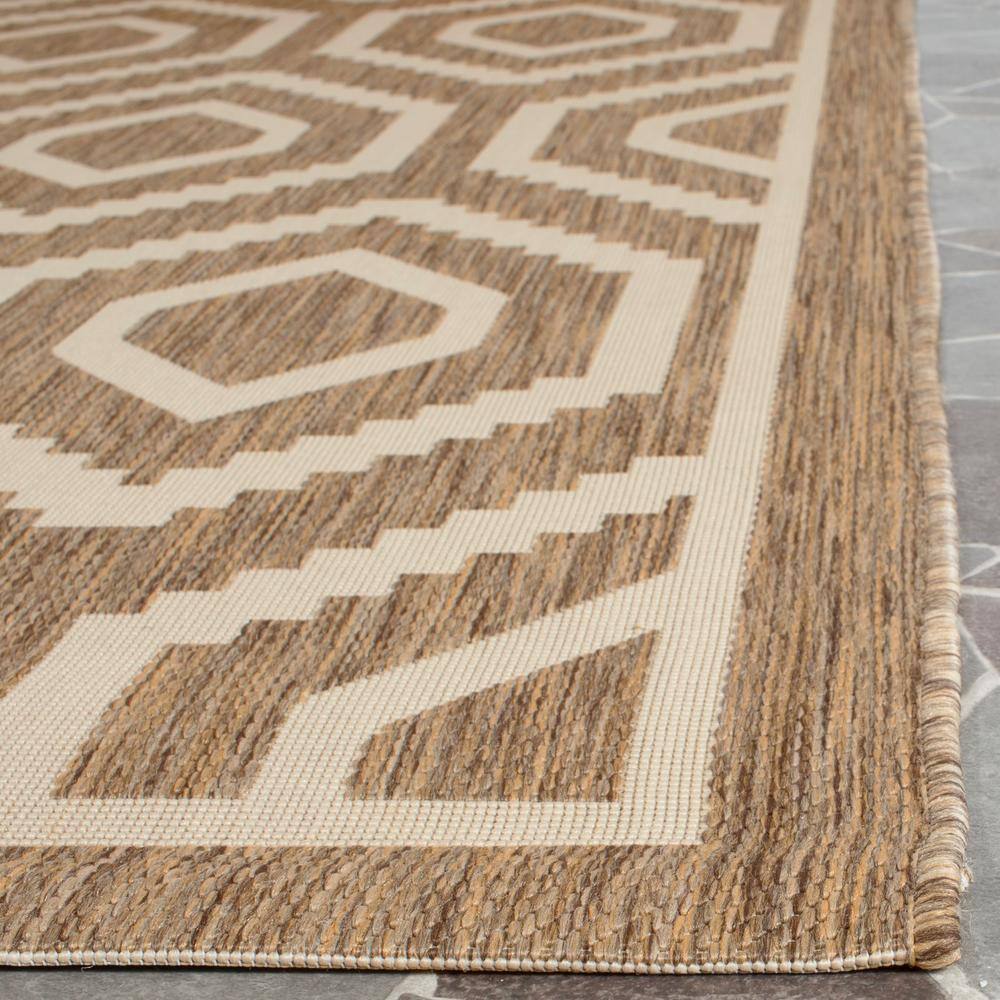 Brown and Bone Geometric Indoor/Outdoor Area Rug