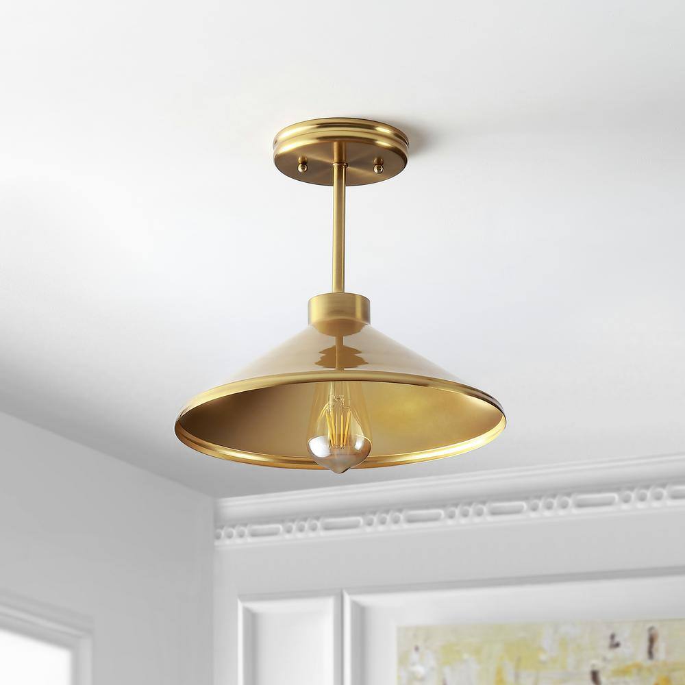 Cisco 11.75" Brass Gold LED Farmhouse Drum Ceiling Light