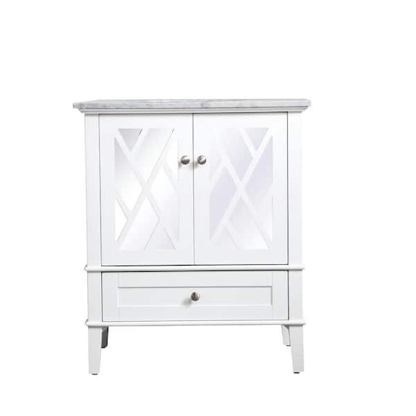 Unbranded Timeless Home 30 in. W x 20.5 in. D x 35 in. H Single Bathroom Vanity in White with Marble