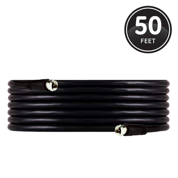 GE 50 ft. RG6 Dual Shield Coaxial Cable with F-Type Connectors in Black