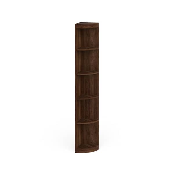 Furniture of America Chios 77 in. Dark Walnut 5-Shelf Standard Corner Bookcase