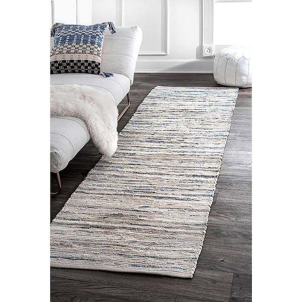 Maile Denim Stripes Blue 2 ft. 6 in. x 6 ft. Indoor Runner Rug