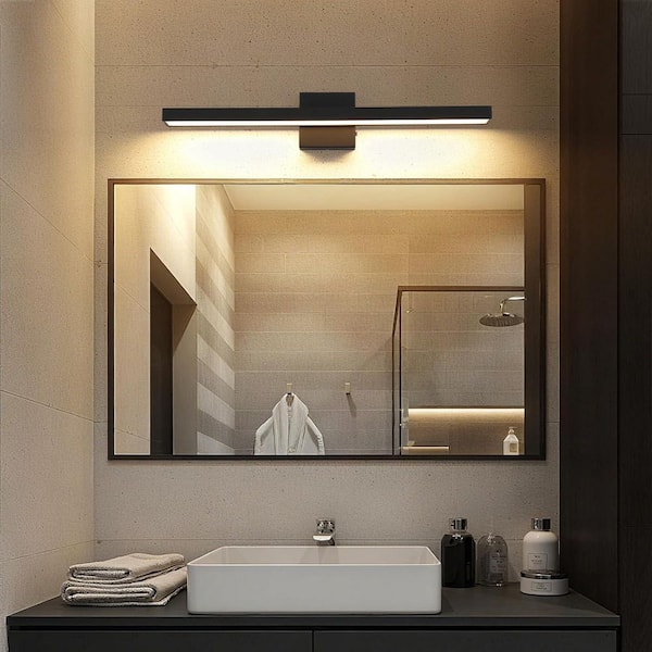 24.4 in. 1-Light Black LED Vanity Light Bar with 5-CCT Adjustable Switch for Bathroom