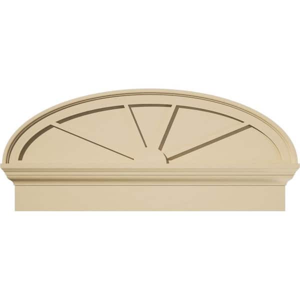Ekena Millwork 34 in. W x 15-3/8 in. H x 2-3/4 in. P Elliptical 4 Spoke Signature Urethane Combination Pediment, Primed Tan