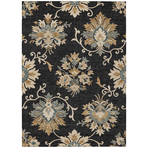 Chantille Machine Washable Indoor/Outdoor Abstract ACN3133 Black 3 ft. x 5 ft. Area Rug