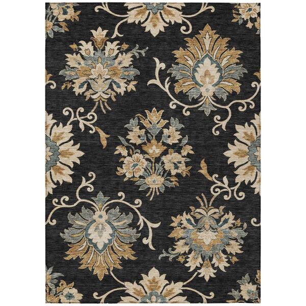 Chantille Machine Washable Indoor/Outdoor Abstract ACN3133 Black 8 ft. x 10 ft. Area Rug
