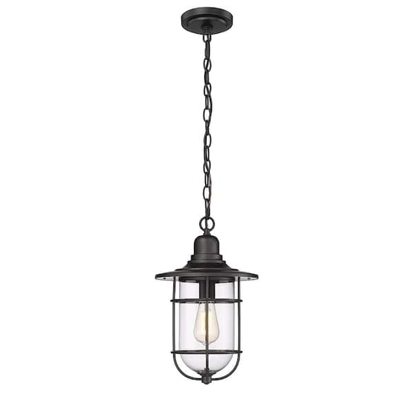 10 in. 1-Light Powder Coat Black Outdoor with Clear Glass