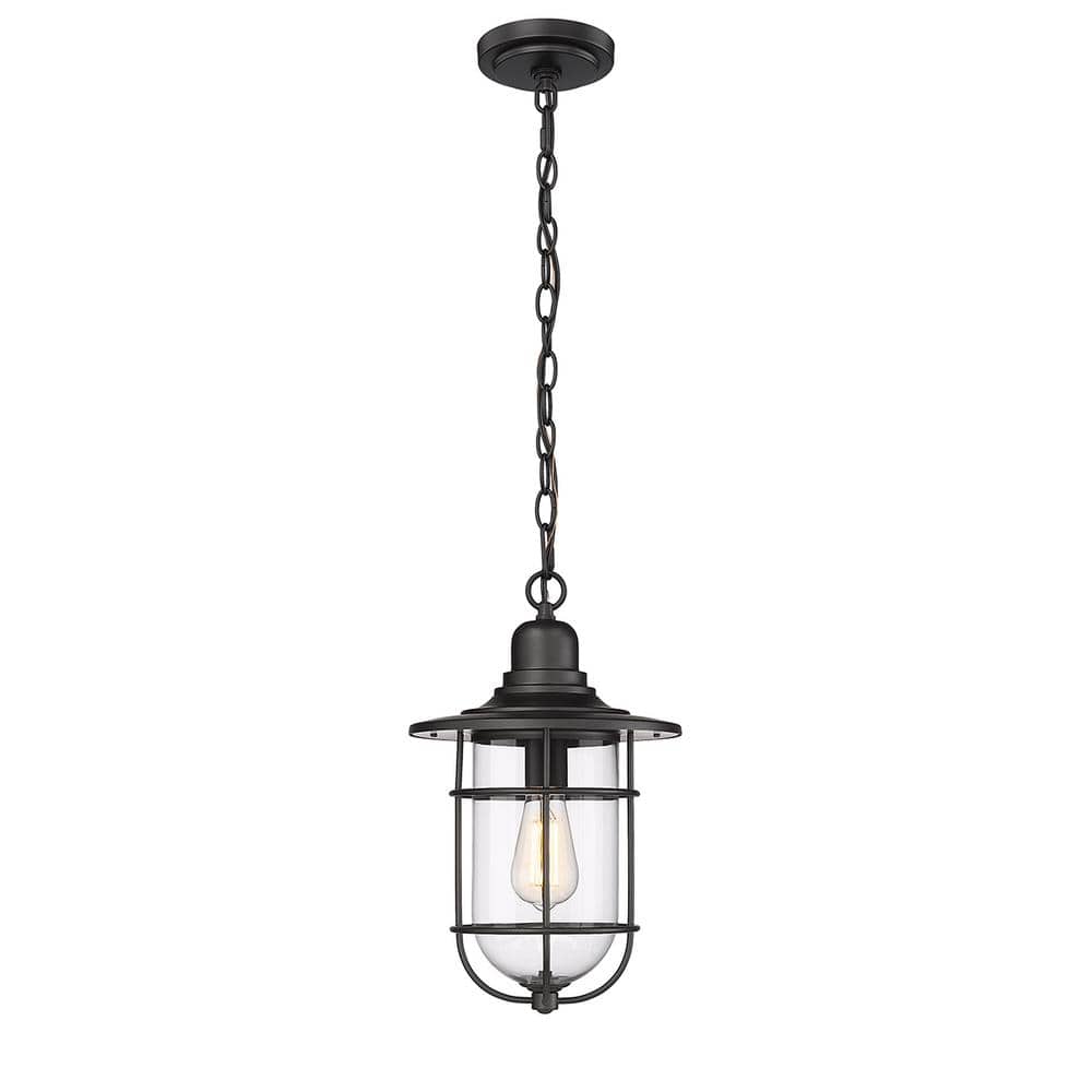 Powder Coat Black Glass Outdoor Hanging Lantern