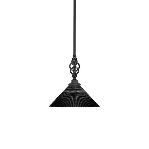 Unbranded Bridgewater 100 W 1-Light Matte Black Standard Mini Pendant Light with Glass Shade