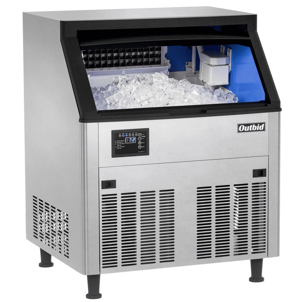 COTLIN 26 in. Ice Production per Day 265 lbs. Commercial Freestanding Ice Maker Stainless Steel, 90 LBS Bin, Full Size Cubes