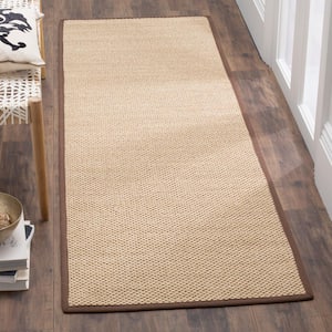 Natural Fiber Maize/Brown 3 ft. x 8 ft. Border Runner Rug