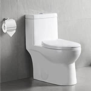 Ally 1-Piece 0.8/1.28 GPF Dual Flush Elongated ADA Comfort Height Toilet in Glossy White Seat Included