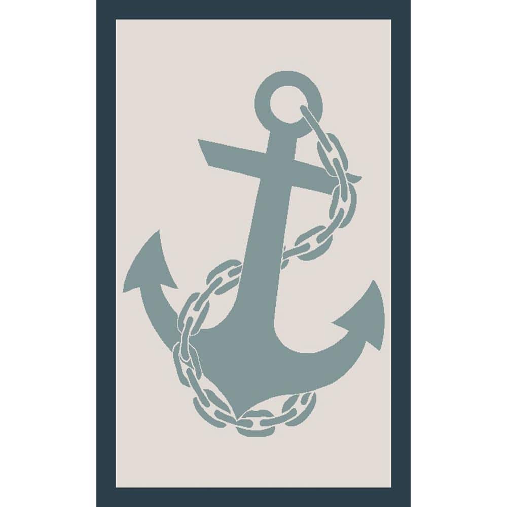 Bazaar Anchor Blue 5 ft. x 7 ft. Nautical Indoor Area Rug